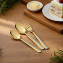 stainless steel best quality PVD gold plating 28 pcs cutlery set with stand dolphin cutlery set by cooknex