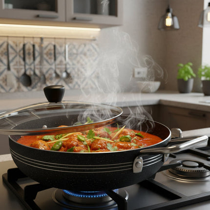 Cooknex Nonstick Marble Coating Wok with Glass Lid