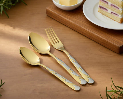 stainless steel PVD gold plated cutlery set , table spoon, table fork at best price from best cookware and tableware brand in Pakistan - cooknex 