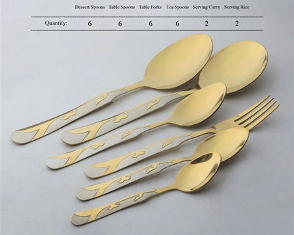 stainless steel PVD gold plated cutlery set , table spoon, table fork at best price from best cookware and tableware brand in Pakistan - cooknex 
