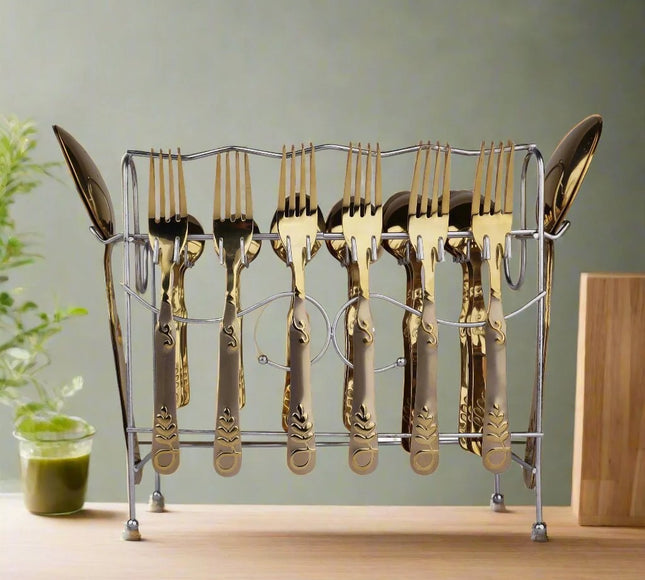 Stainless Steel cutlery set PVD coated best quality complete tablware set by cooknex at best price in Pakistan-cooknex