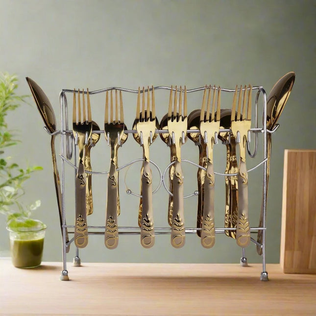 Stainless Steel cutlery set PVD coated best quality complete tablware set by cooknex at best price in Pakistan-cooknex