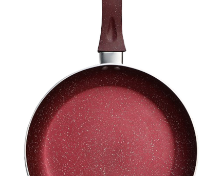 nonstick marble coating frying pan round cooking pan with stylish maroon Bakelite handle - 3 layer coating by cooknex for best quality  