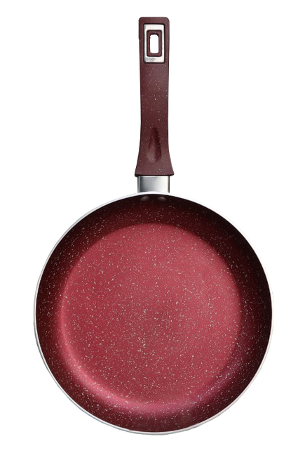nonstick marble coating frying pan round cooking pan with stylish maroon Bakelite handle - 3 layer coating by cooknex for best quality  