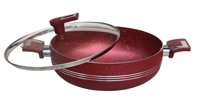 best quality nonstick marble coating wok - karahi best cooking pot with glass lid at sale price from best kitchenware brand in Pakistan - Cooknex