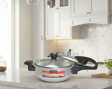 silver steel aluminum pressure cooker by cooknex at low price from best cookware brand in Pakistan-cooknex.pk