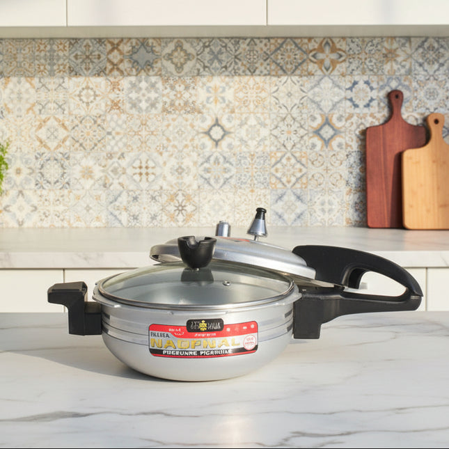 silver steel aluminum pressure cooker by cooknex at low price from best cookware brand in Pakistan-cooknex.pk