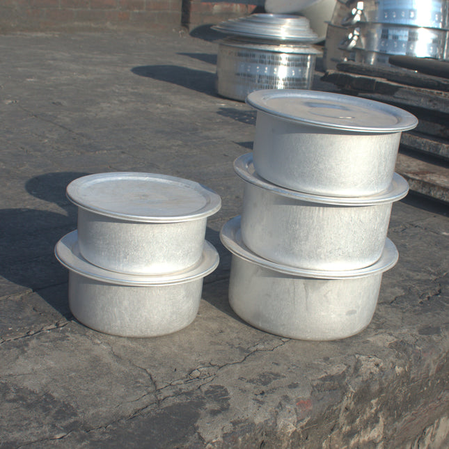 Aluminum Dull Finish 5 Pcs Cooking Pot Set - Silvano 14/18
