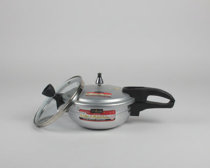 Aluminuium pressure cooker karahi 2 in 1 with glass lid national cooker by cooknex cookware
