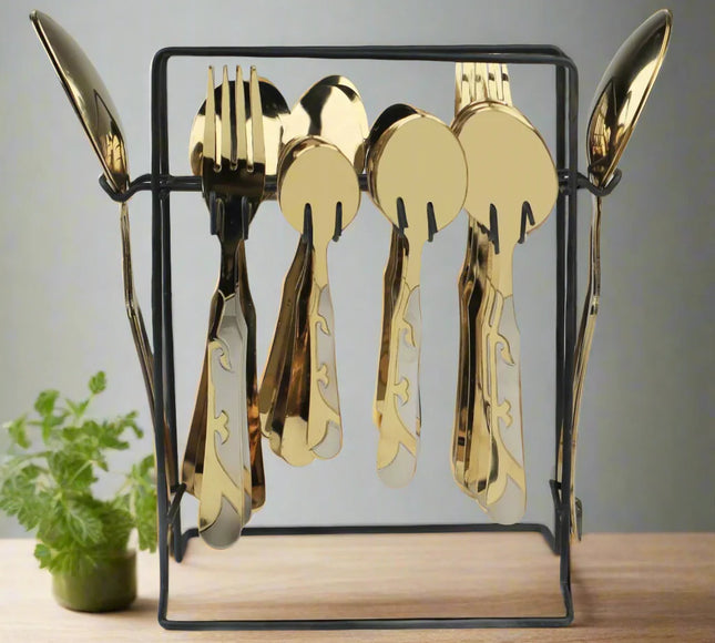 stainless steel PVD gold plated cutlery set , table spoon, table fork at best price from best cookware and tableware brand in Pakistan - cooknex 