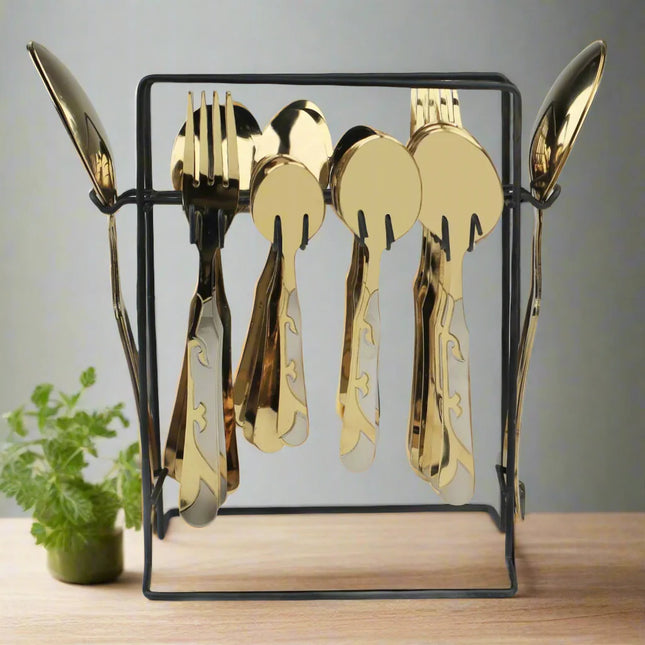 stainless steel PVD gold plated cutlery set , table spoon, table fork at best price from best cookware and tableware brand in Pakistan - cooknex 