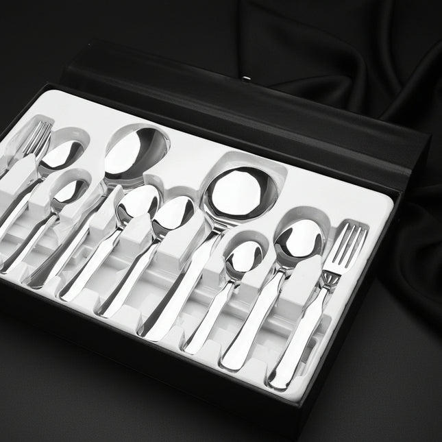 stainless steel 28 pcs cutlery set , table spoon, table fork, baby spoon, tea spoon , best for gifting file by cooknex cookware