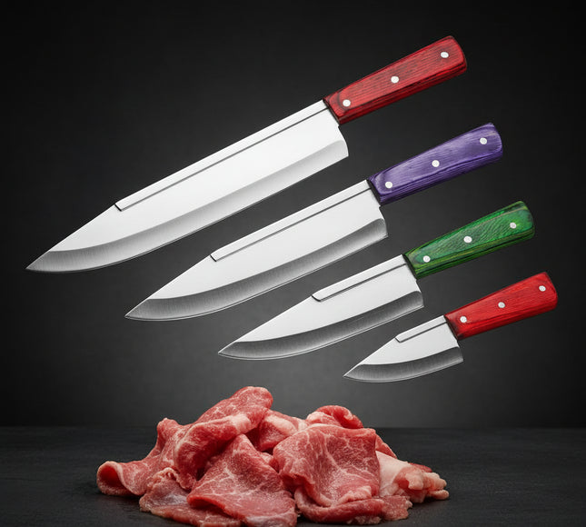 4 Pcs Best Stainless Steel Knife Set / Qurbani Knives Set / Skinner / Meat Knife / Takbeer Knife  by cooknex