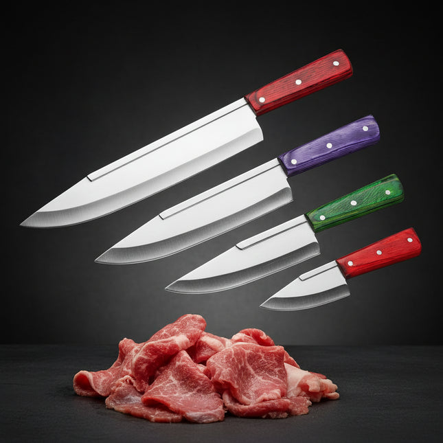 4 Pcs Best Stainless Steel Knife Set / Qurbani Knives Set / Skinner / Meat Knife / Takbeer Knife  by cooknex