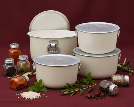 Aluminum Dull Finish 4 Pcs Cooking Pot Set - 33/36 With Handle