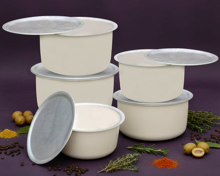 Aluminum Dull Finish 5 Pcs Cooking Pot Set - Silvano 14/18