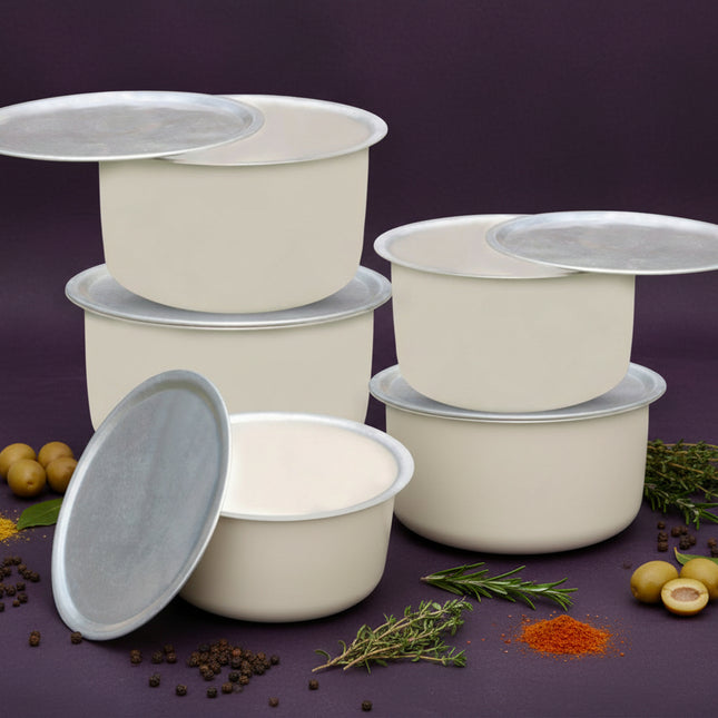 Aluminum Dull Finish 5 Pcs Cooking Pot Set - Silvano 14/18