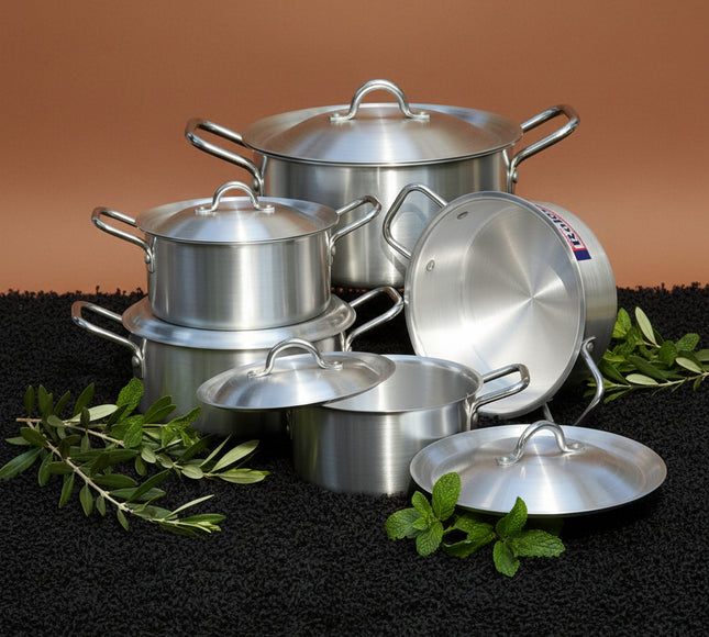 Aluminum Cooking Pot Set Casserole Set 5 Pcs With Lid - 18-26 Light Weight