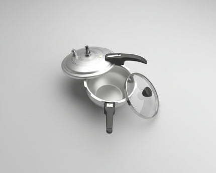 Aluminuium pressure cooker karahi 2 in 1 with glass lid national cooker by cooknex cookware