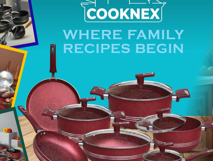 cooknex kitchenware gift set - best nonstick marble coating gift set maroon 