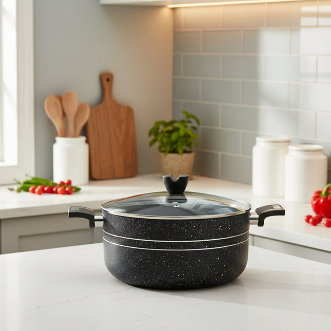 nonstick casserole , cooking pot with glass lid at best price at cooknex