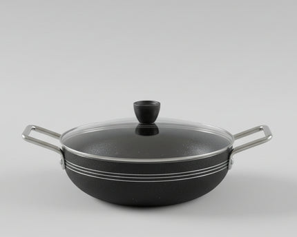 nonstick wok / karahi cooking pan with glass lid at low price from cooknex cookware