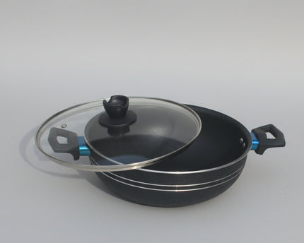best quality nonstick wok / karahi with glass lid groosed nonstick cookware at best price from cooknex - best cookware brand with huge range of nonstick and aluminum cookware