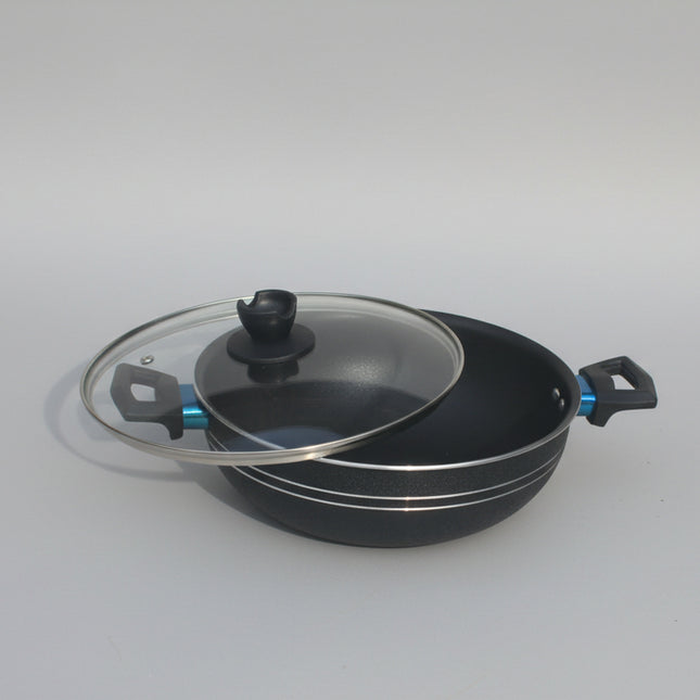 best quality nonstick wok / karahi with glass lid groosed nonstick cookware at best price from cooknex - best cookware brand with huge range of nonstick and aluminum cookware