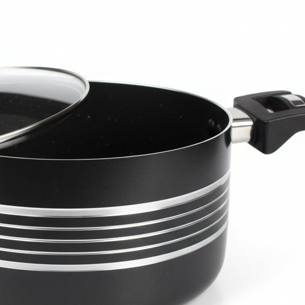 best non stick cookware / casserole with glass lid and stylish handles. Cooking pot with glass lid at sale price from best cookware brand in Pakistan-cooknex