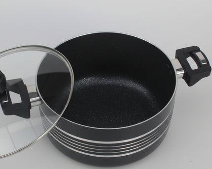 best non stick cookware / casserole with glass lid and stylish handles. Cooking pot with glass lid at sale price from best cookware brand in Pakistan-cooknex