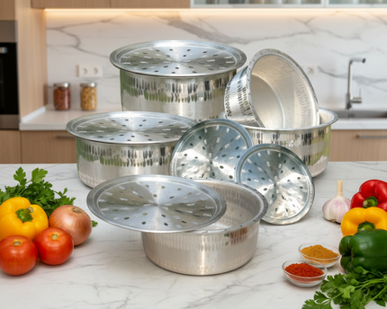 ALuminum cooking pot mathar set 5 pcs casserole set with lid heavy weight and guage at best price in Pakistan - cooknex.pk