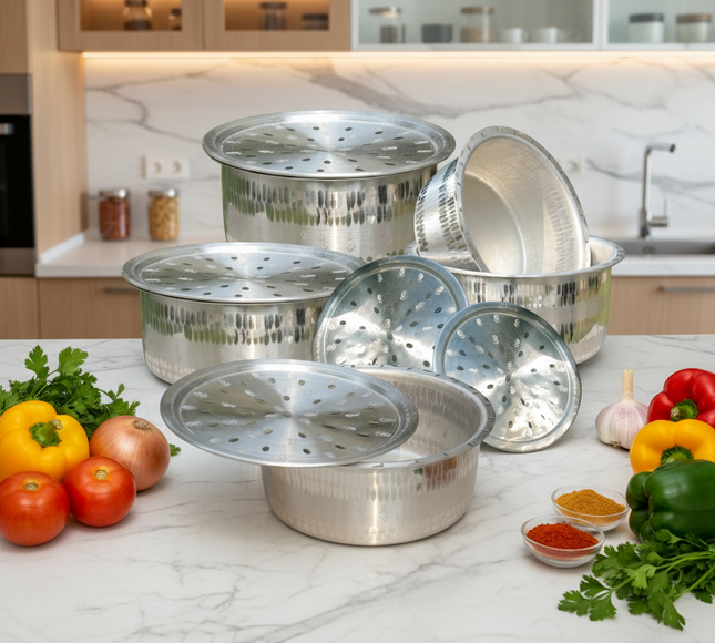 ALuminum cooking pot mathar set 5 pcs casserole set with lid heavy weight and guage at best price in Pakistan - cooknex.pk