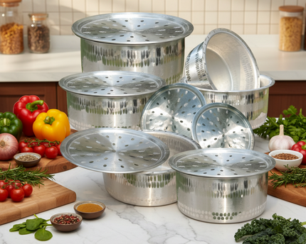 Mathar Naqshi Aluminum Cooking Pot Set - Casserole Set 19-24 Lightweight