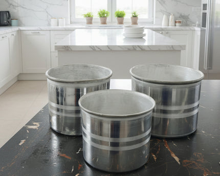 3 pcs silver steel ice freezing bowl set - aluminum ice water freezing bowl set at best price from cooknex.pk