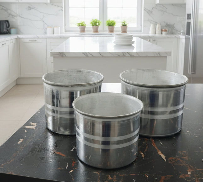 3 pcs silver steel ice freezing bowl set - aluminum ice water freezing bowl set at best price from cooknex.pk