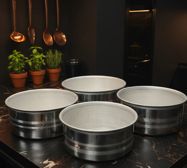 4 Pcs Silver Steel Water Freezing / Ice Bowl Set - best cookware brand - ice bowl set at best price from cooknex.pk
