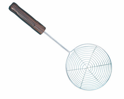 frying strainer with wooden handle, best for frying fries, pakoras, samosas, vegetables and more 