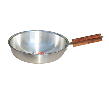 Aluminum Frying Pan With Wooden Strong Grip Handle - 24 cm Heavy Weight