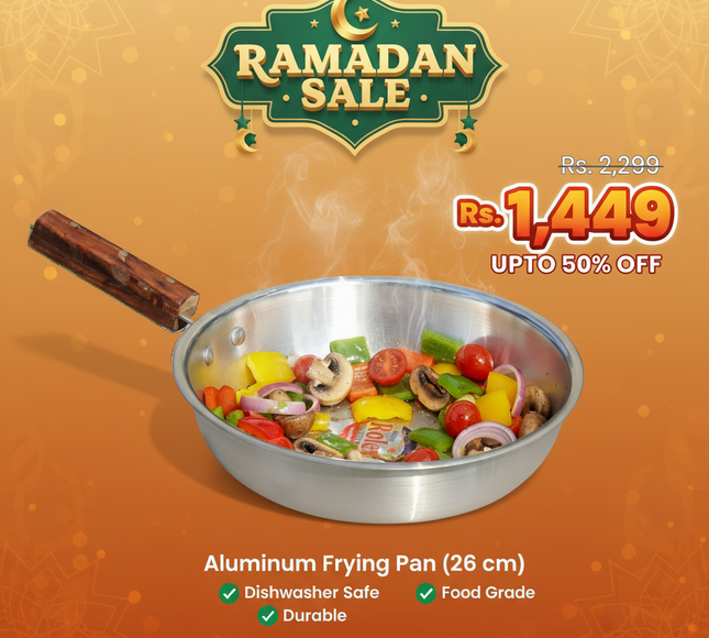 silver steel frying pan with wooden handle-aluminum deep cooking pan frying pan karahi shape for delicious taste by cooknex