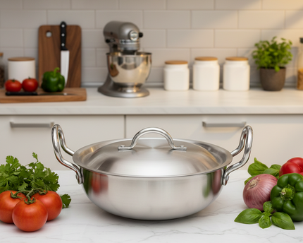 Aluminum Wok / Karahi With Lid And Stylish Handles - 26 cm