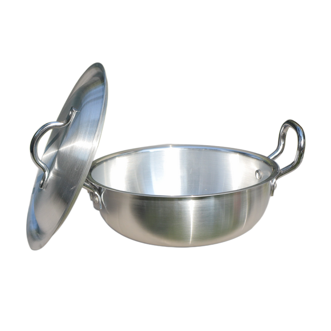 Aluminum Wok / Karahi With Lid And Stylish Handles - 28 cm
