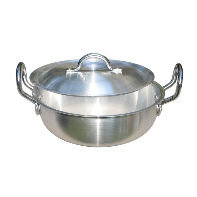 Aluminum Wok / Karahi With Lid And Stylish Handles - 28 cm