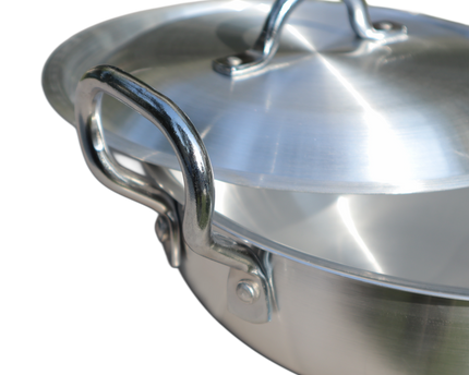 Aluminum Wok / Karahi With Lid And Stylish Handles - 26 cm