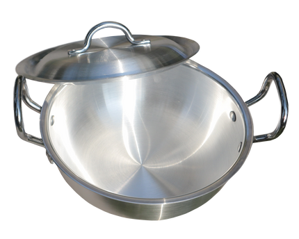 Aluminum Wok / Karahi With Lid And Stylish Handles - 26 cm