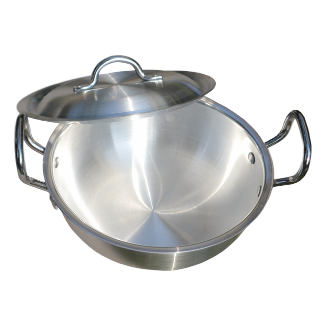 Aluminum Wok / Karahi With Lid And Stylish Handles - 28 cm