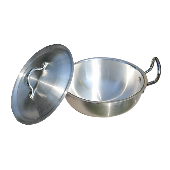 Aluminum Wok / Karahi With Lid And Stylish Handles - 28 cm