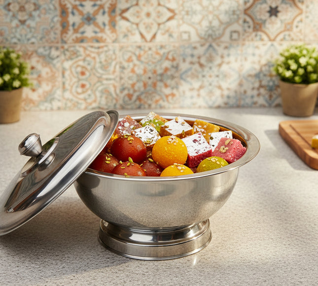 Stainless steel bowl with lid from Pakistan's best cookware brand - cooknex