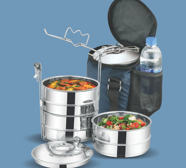 Stainless Steel Leak-Proof Tiffin Box - Lunch Box Ideal for School, Work, or Travel with BAG By Cooknex