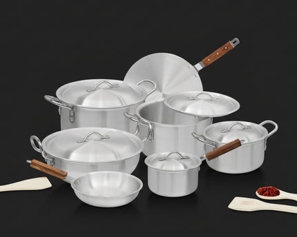 national silver steel cookware set best quality aluminum cookware set at best price from best cookware brand in Pakistan-cooknex