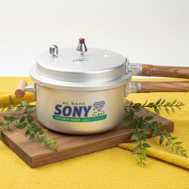 Silver pressure cooker with wooden handles sony instant cooking pot by cooknex at best price in Pakistan
